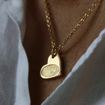 Gold Vermeil Fingerprint Heart Charm Necklace