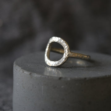 Hammered Silver Open Circle Ring
