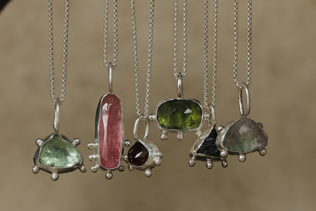 Red Rubellite Trilliant Shaped Tourmaline Necklace - Image 4