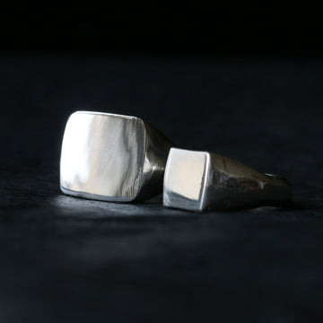 Sand Cast Silver Square Signet Ring