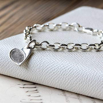 Heart Fingerprint Charm Belcher Bracelet