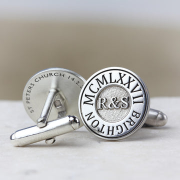 Personalised Silver Wedding Cufflinks
