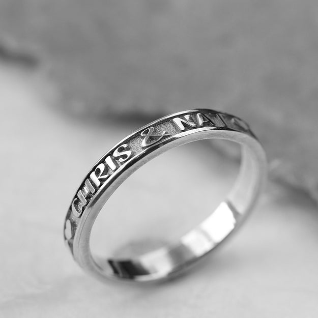 Slender Personalised Silver Promise Ring