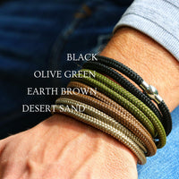 Earth Brown Paracord and Silver Medical Alert Bracelet