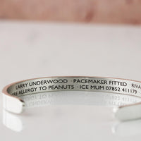 Silver Medical Alert Caduceus Cuff Bracelet - Thumbnail 3