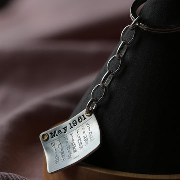 Personalised Silver Calendar Date Keyring