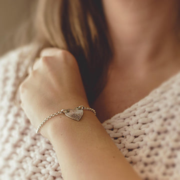 Winged Fingerprint Charm Heart Bracelet