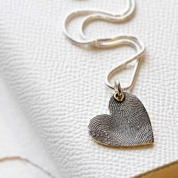 Fingerprint Heart Pendant Necklace