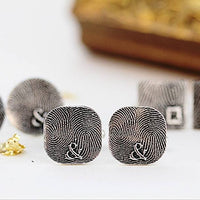 Round Silver Fingerprint Cufflinks - Thumbnail 4