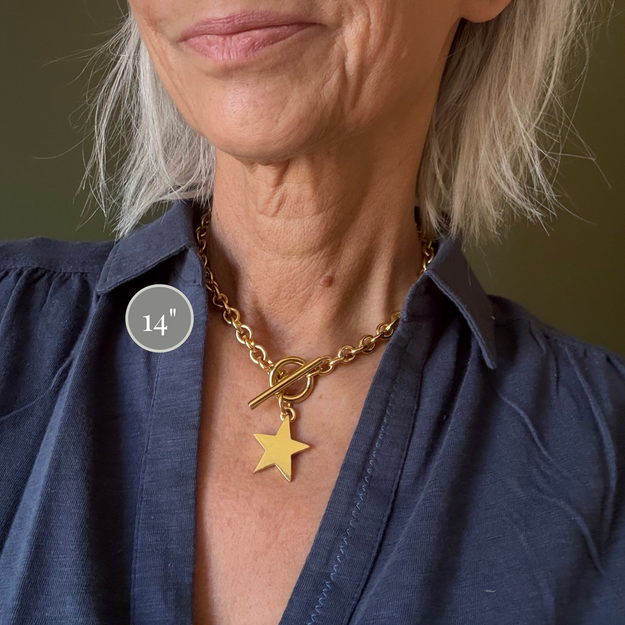Gold Vermeil Star T-Bar Necklace - Image 9