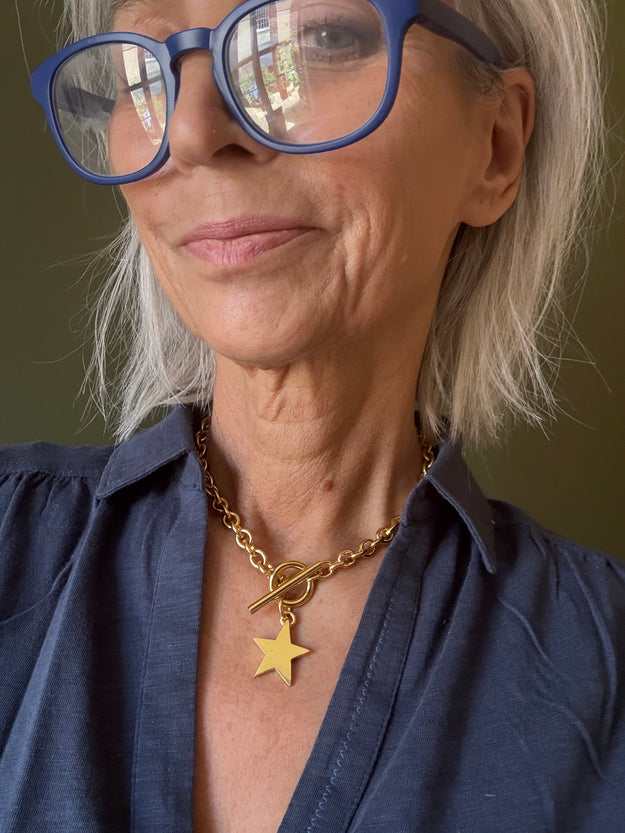 Gold Vermeil Star T-Bar Necklace - Image 3