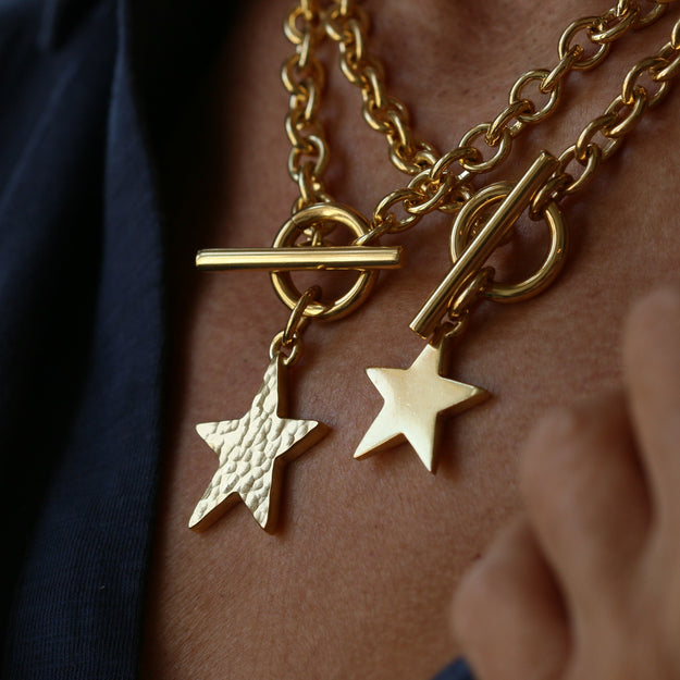 Gold Vermeil Star T-Bar Necklace - Image 4