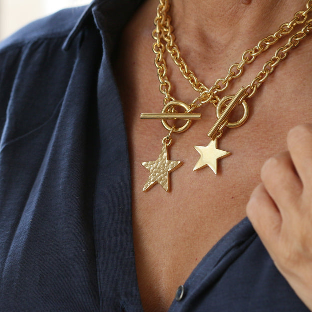 Gold Vermeil Star T-Bar Necklace - Image 5