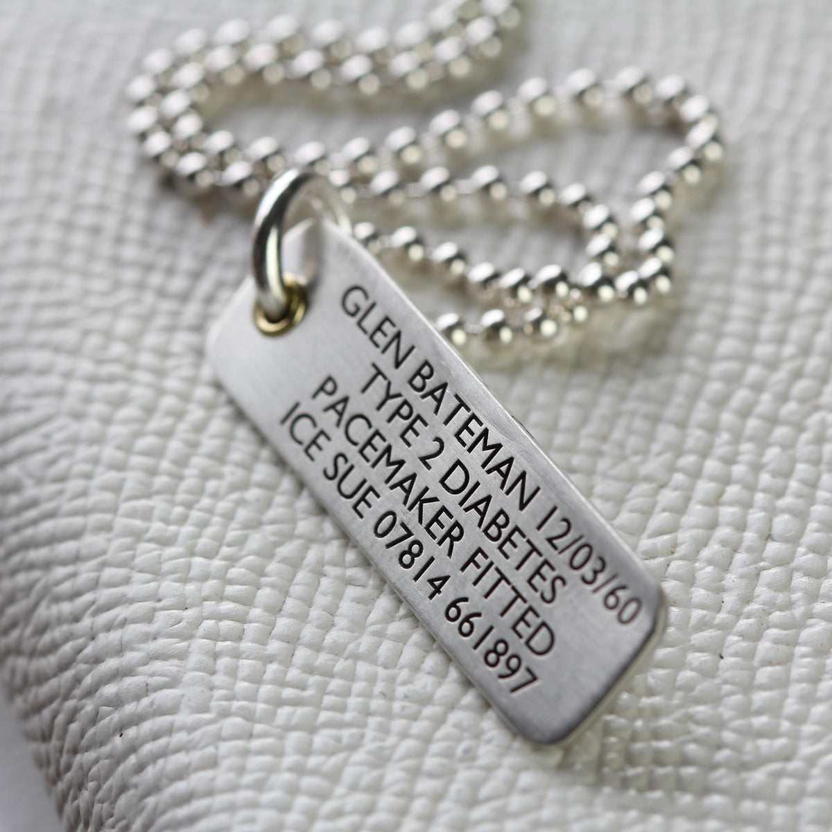 Slim Silver Medical Alert Allergy Pendant