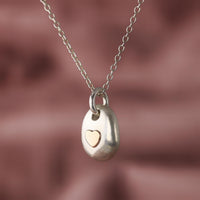 925 Sterling Silver Heart Pebble Necklace