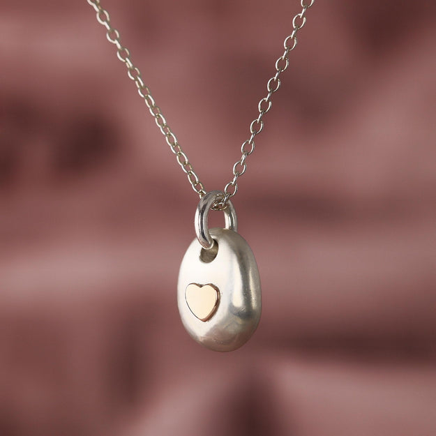925 Sterling Silver Heart Pebble Charm