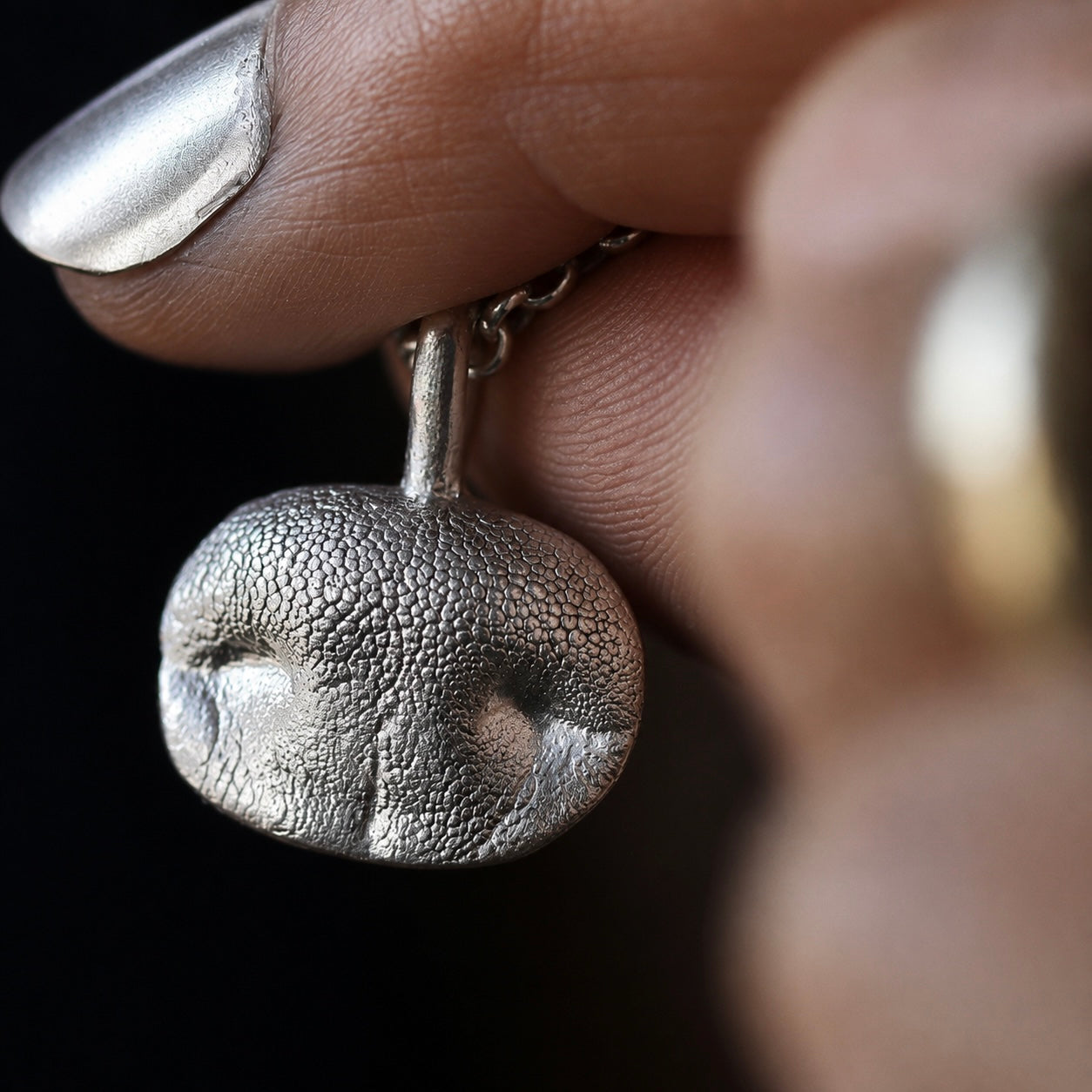 Silver Snozza™ Oval Dog Nose Impression Necklace