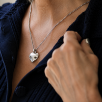 Silver Snozza™ Regular Heart Dog Nose Impression Necklace - Thumbnail 7