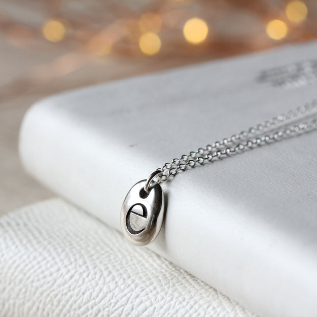 Silver Personalised Letter Pebble Necklace