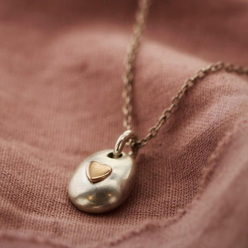 925 Sterling Silver Heart Pebble Necklace
