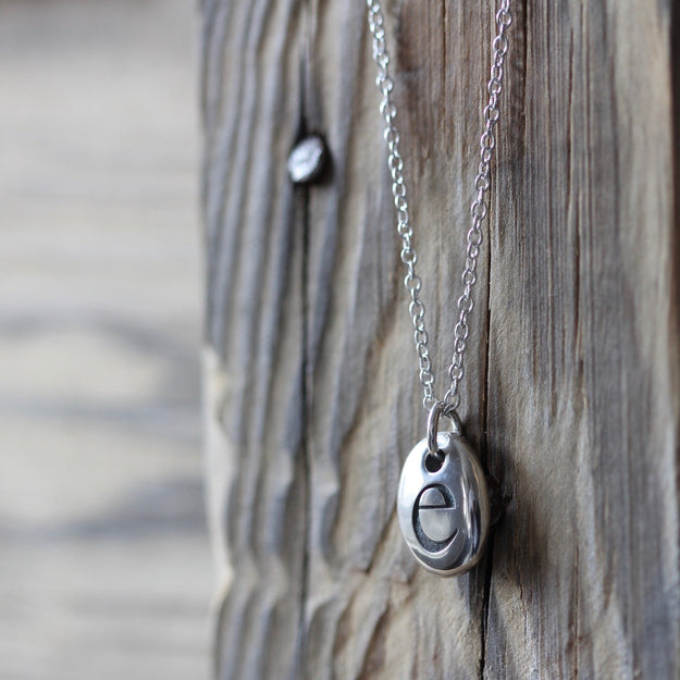 Silver Personalised Letter Pebble Pendant - Image 3