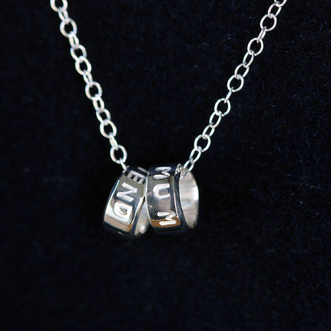 Silver Memo Beads on a belcher necklace