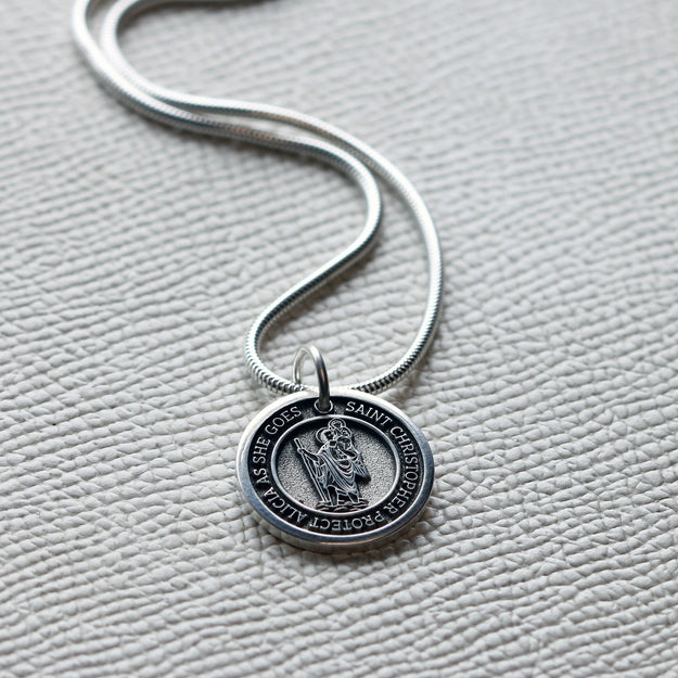 Mens Personalised St Christopher Necklace, Engraved Silver Stainless Steel  Pendant, Personalised Engraving, Travel Gift, Stay Safe Gift - Etsy