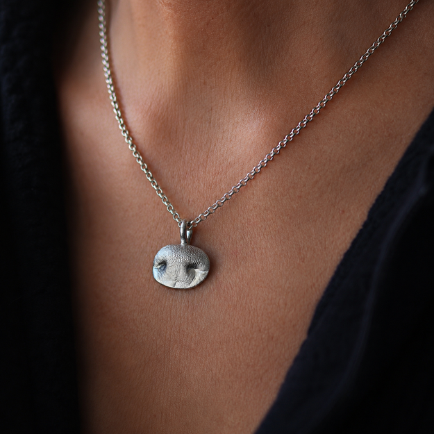 Silver Snozza™ Oval Dog Nose Impression Necklace