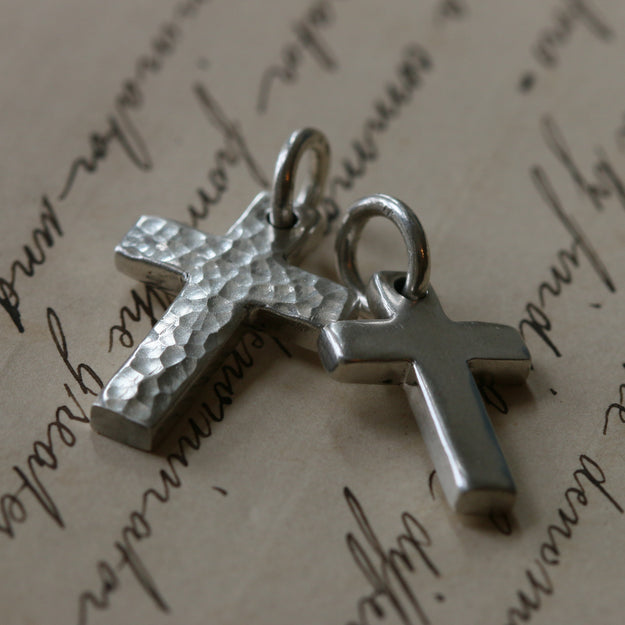 Silver T-Bar Necklace with Cross Pendant - Image 4