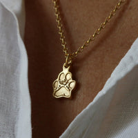 Gold Paw Print Necklace - Thumbnail 1