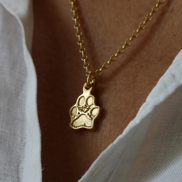 Gold Paw Print Necklace - Image 1