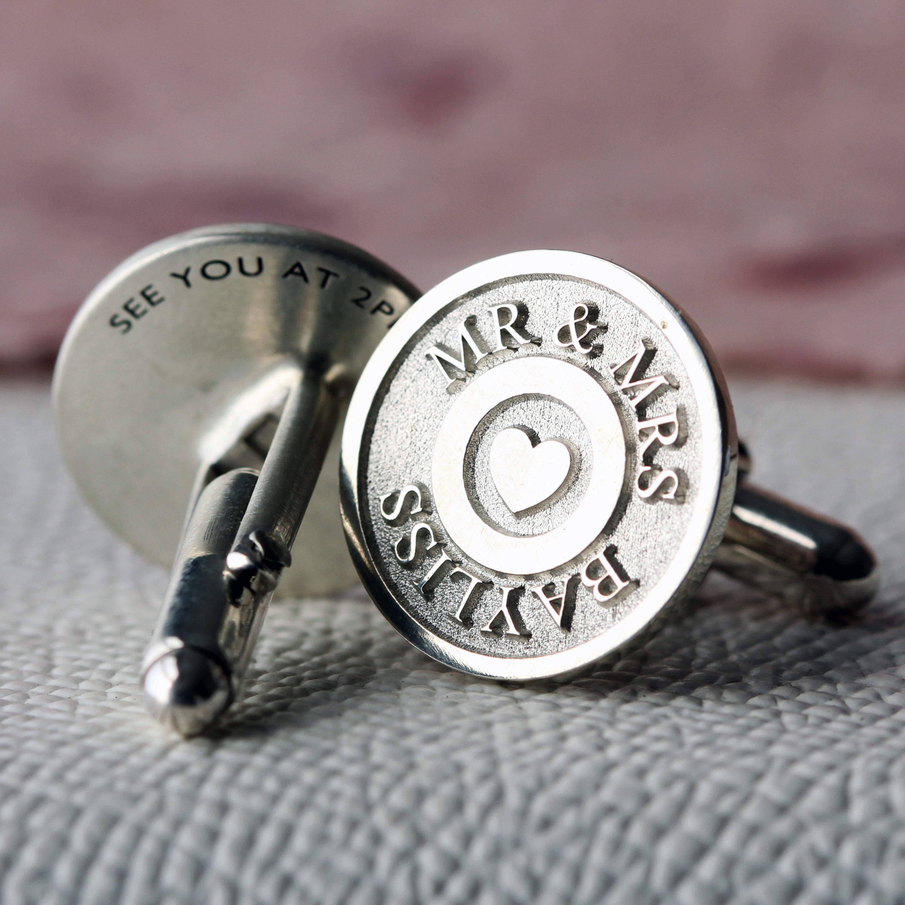Deep Engraved Heart Cufflinks