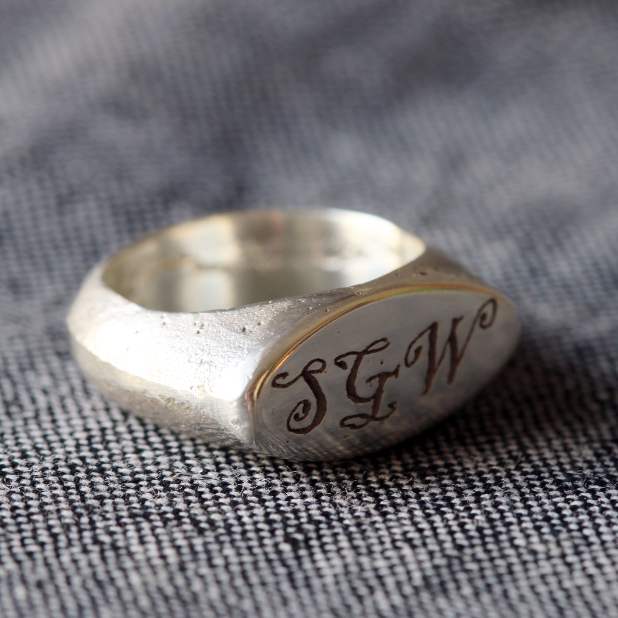 Cast Personalised Silver Signet Ring
