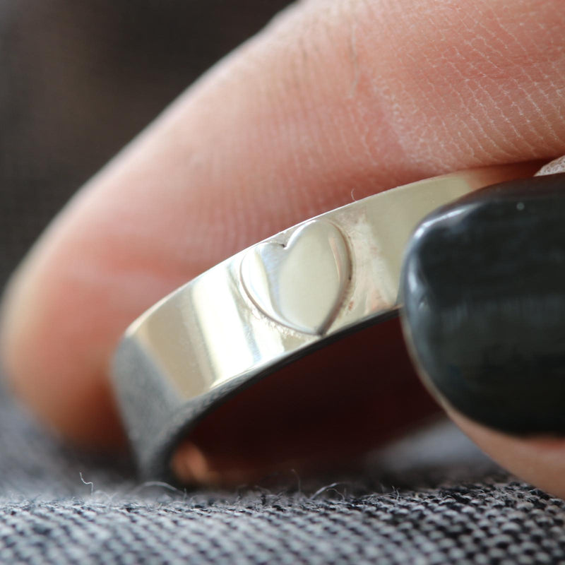 Close-up of the heart detail on a Secret Chamber Ashes Ring
