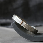 Silver Toad Texture Cuff Bracelet with Gold Bar - Image 3