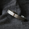 Silver Toad Texture Cuff Bracelet with Gold Bar - Thumbnail 4