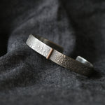 Silver Toad Texture Cuff Bracelet with Gold Bar - Image 4