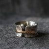 Silver and Gold Bridge Toad Texture Ring - Thumbnail 1