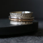 Dual Band Gold and Silver Toad Texture Spinning Ring - Image 1
