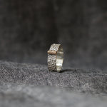 Slim Silver Toad Texture Ring with Gold Bar - Image 3