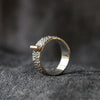 Slim Silver Toad Texture Ring with Gold Bar - Thumbnail 6