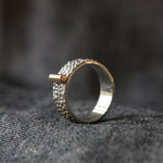 Slim Silver Toad Texture Ring with Gold Bar - Image 6