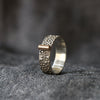 Slim Silver Toad Texture Ring with Gold Bar - Thumbnail 7