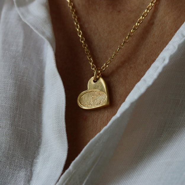 Gold Vermeil Fingerprint Heart Charm Necklace - Image 3