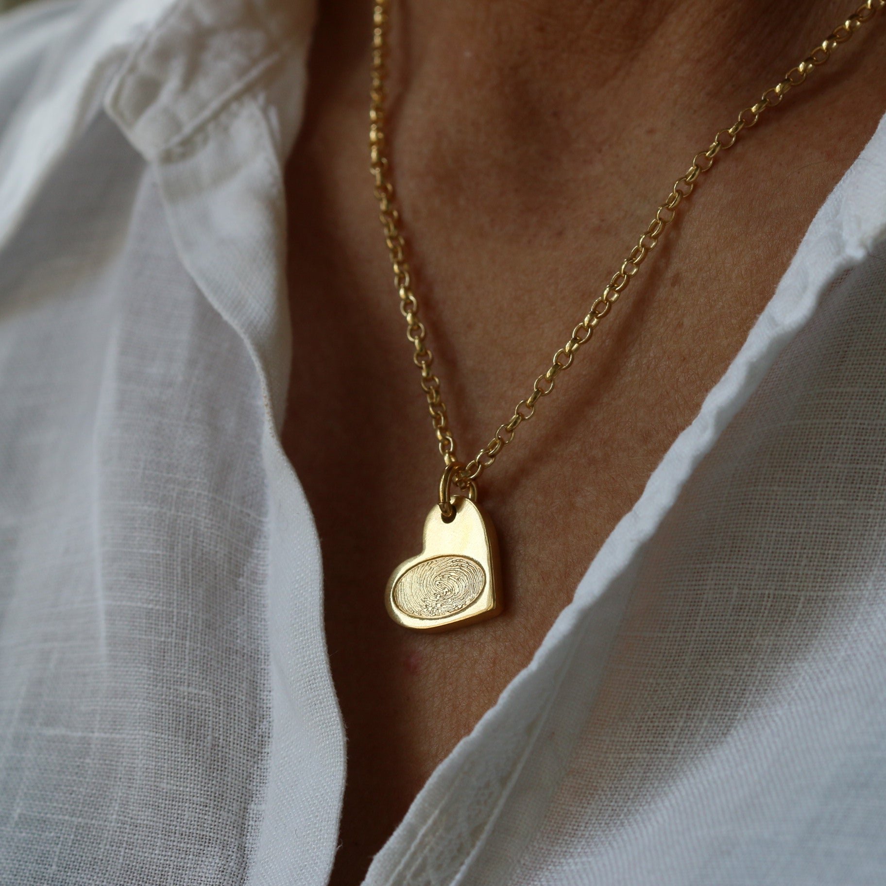 Gold Vermeil Fingerprint Heart Charm Necklace