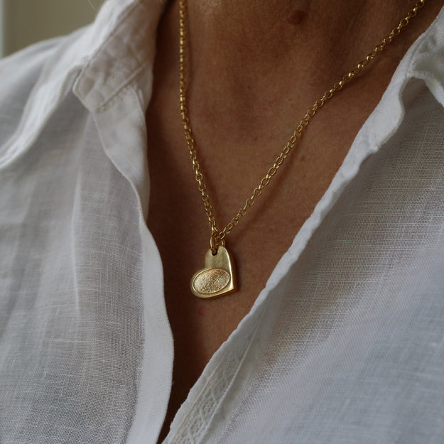 Gold Vermeil Fingerprint Heart Charm Necklace - Image 4