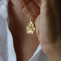 Gold Paw Print Necklace - Thumbnail 5