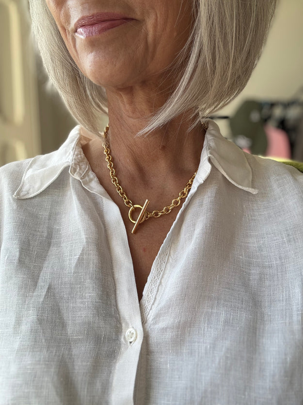 Solo Gold Vermeil T-Bar Necklace - Image 7