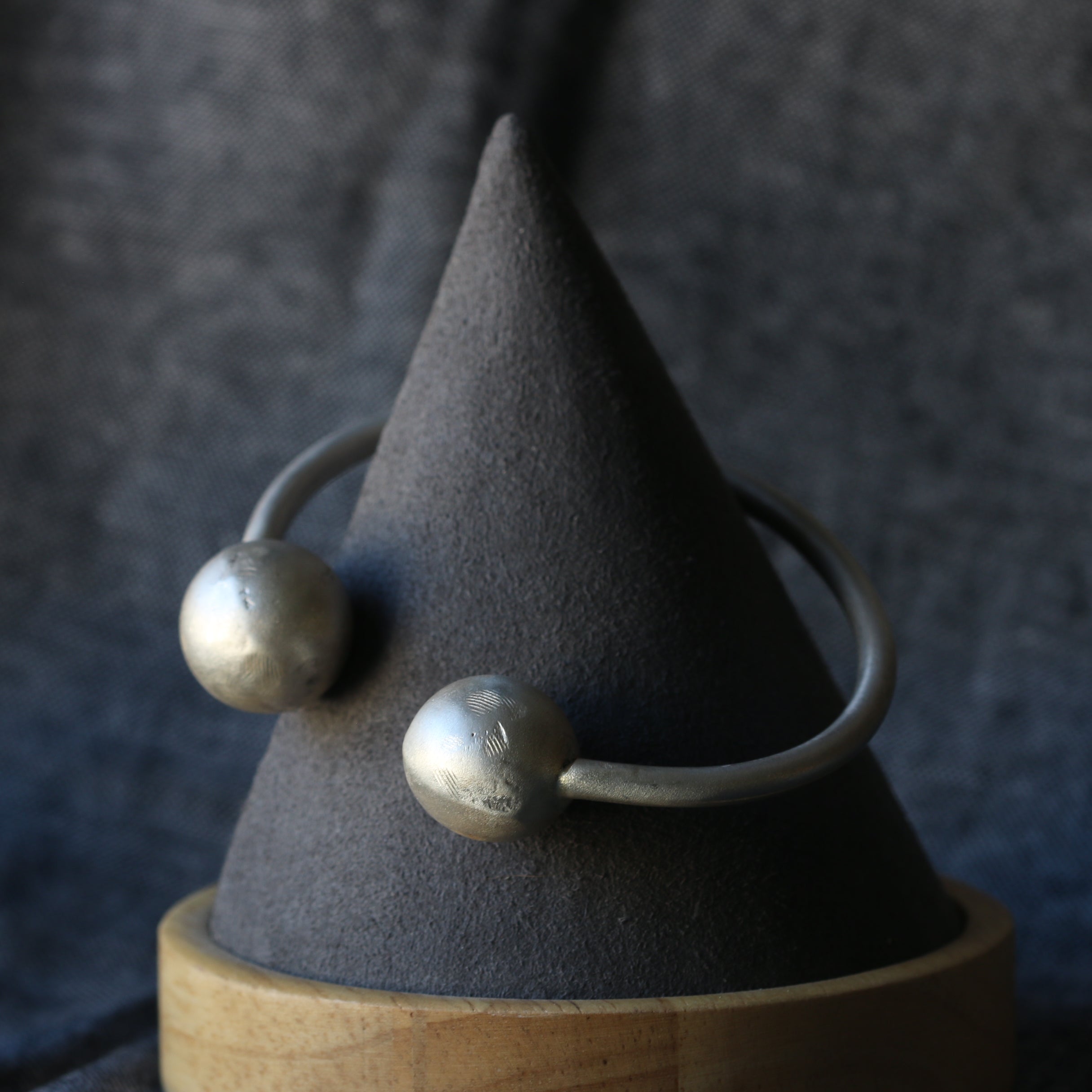 Sand Cast Silver Torque Bangle