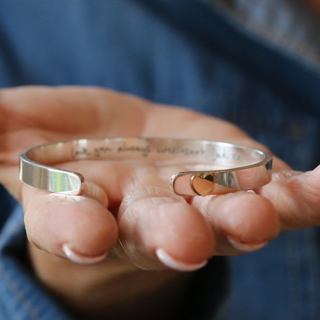 Silver Ashes and Handwriting Cuff Bracelet